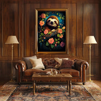 Enchanted Sloth In Bloom Poster