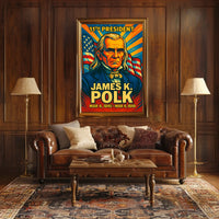 James K. Polk 11th President of the United States Colorful Comic Book Style Poster