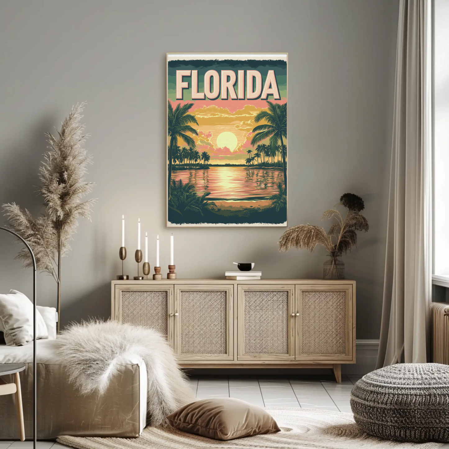 Florida Vintage Poster - Tropical Sunset