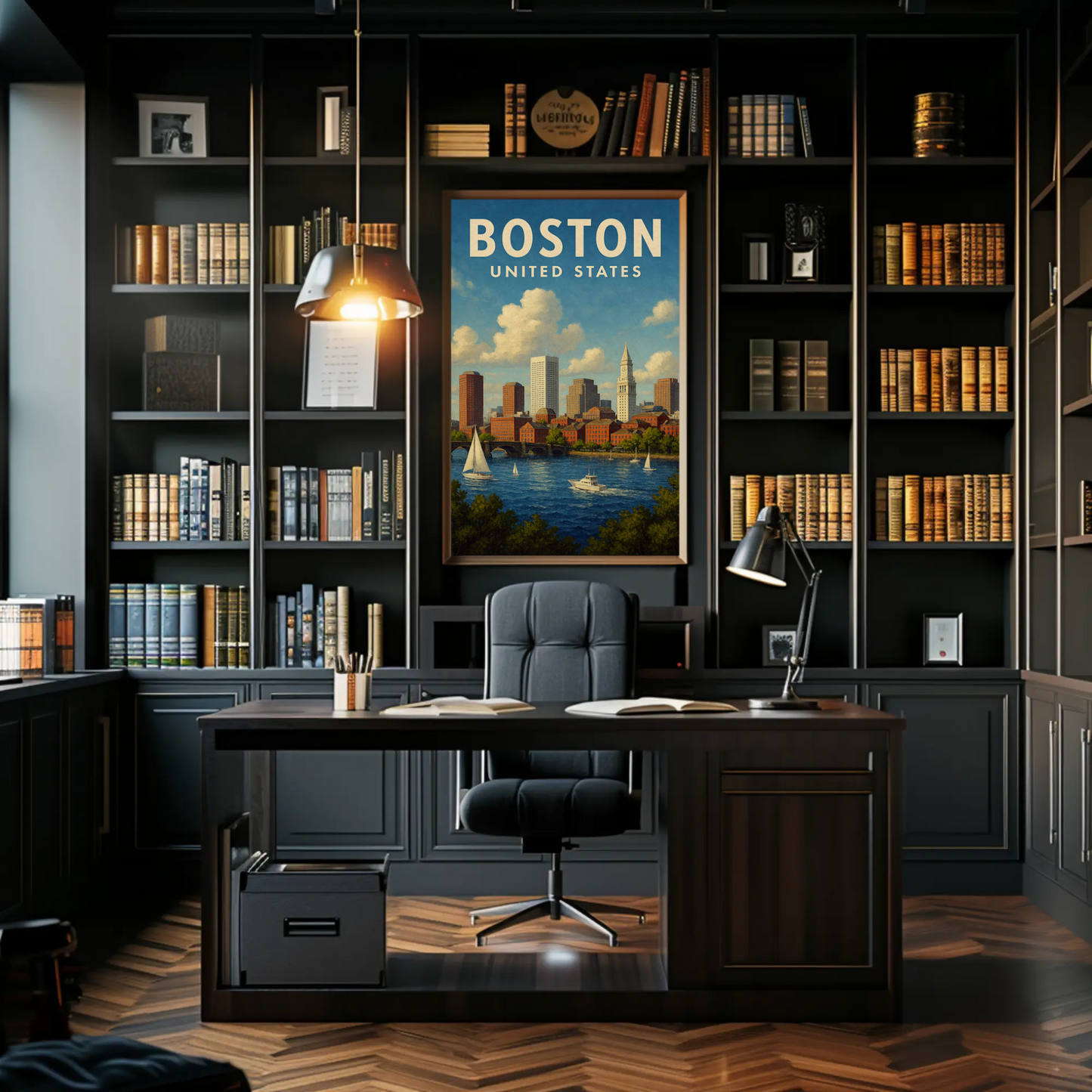 Boston United States Sailboats And Skyline Travel Poster