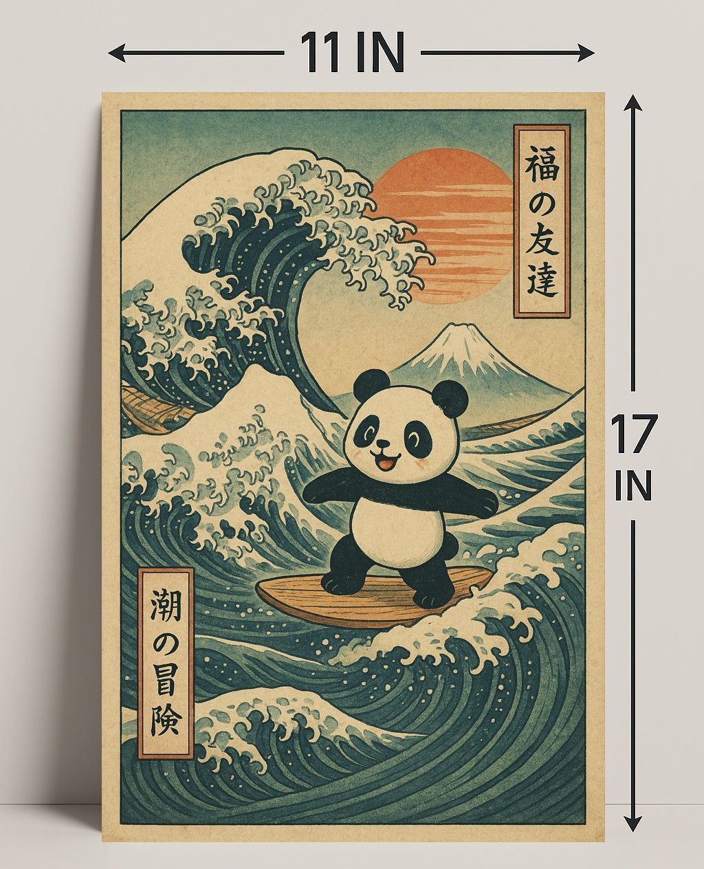 Pandas Surfing Adventure Poster PosterGoat