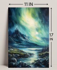 Northern Lights Over Majestic Mountains Poster