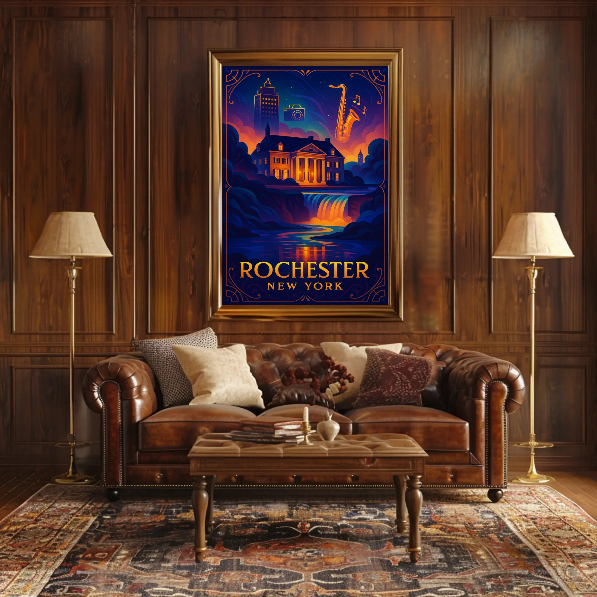 Rochester New York Scenic Travel Poster Vintage Wall Art