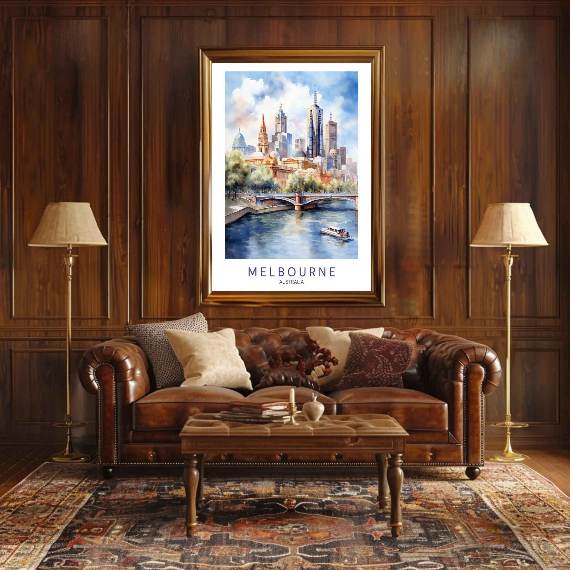 Melbourne Skyline Illustration Travel Poster PosterGoat