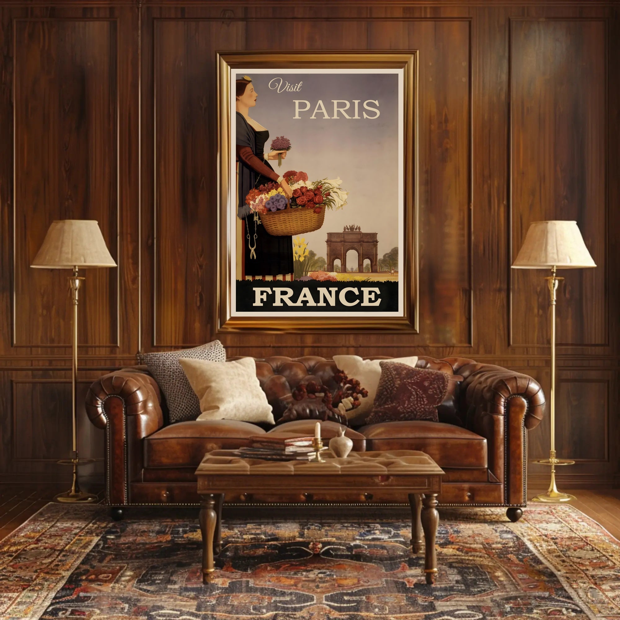 Vintage Paris Flower Girl Romance Travel Poster