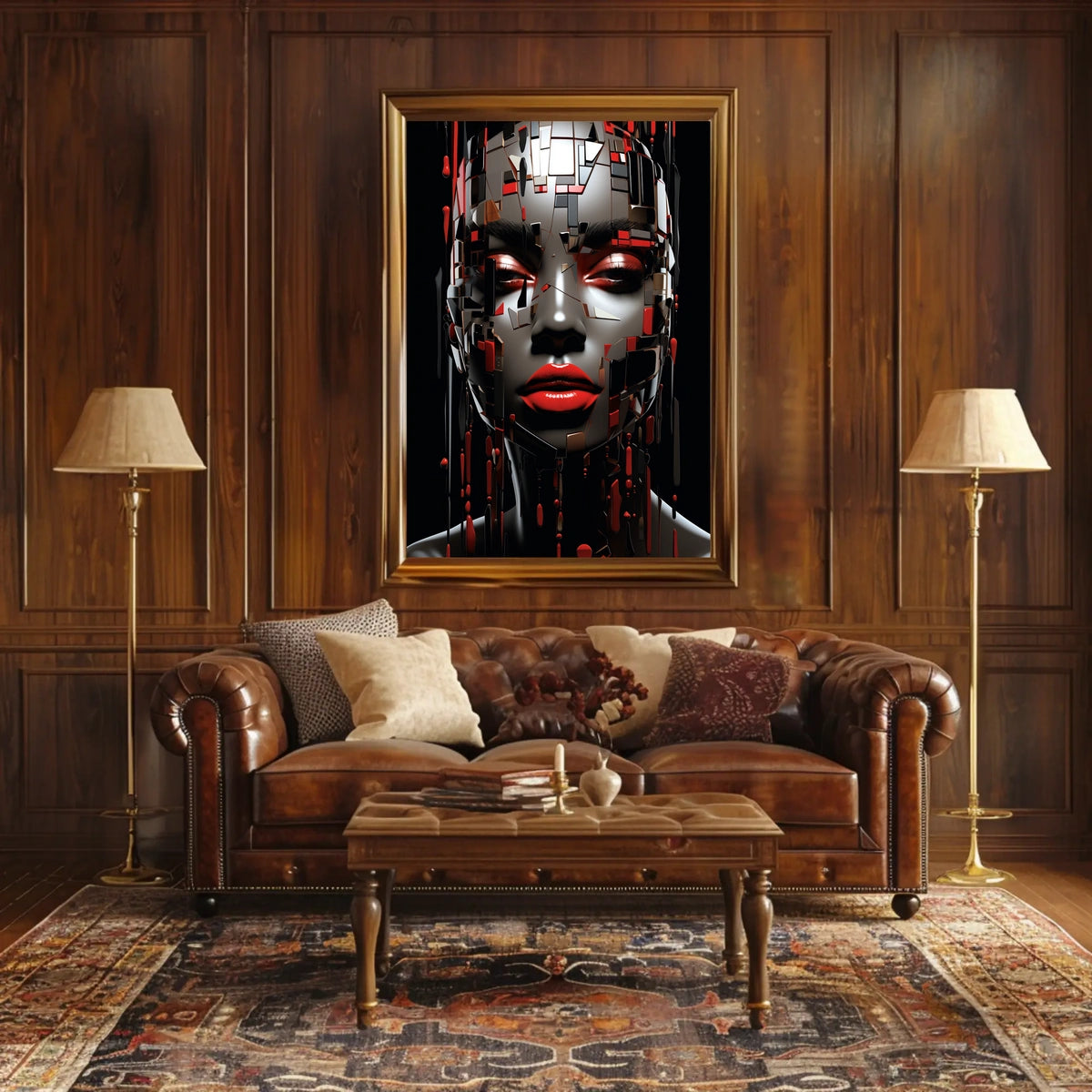 Futuristic Abstract Face Poster: Digital Art Print