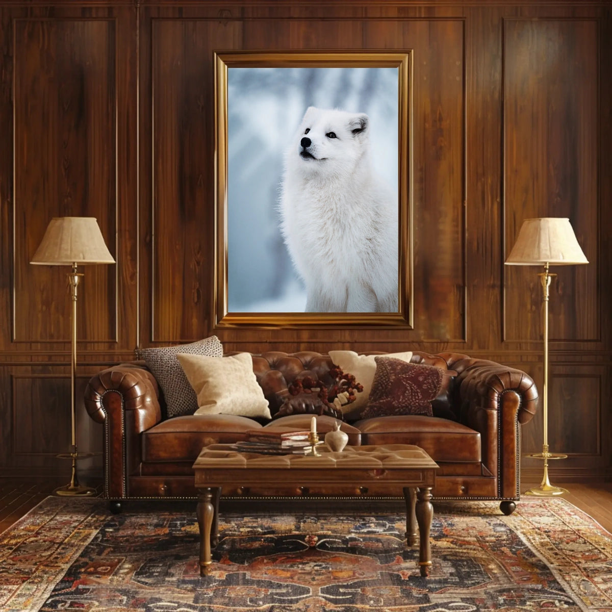 Arctic Fox in Serene Snowy Landscape Poster