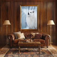 Arctic Fox in Serene Snowy Landscape Poster