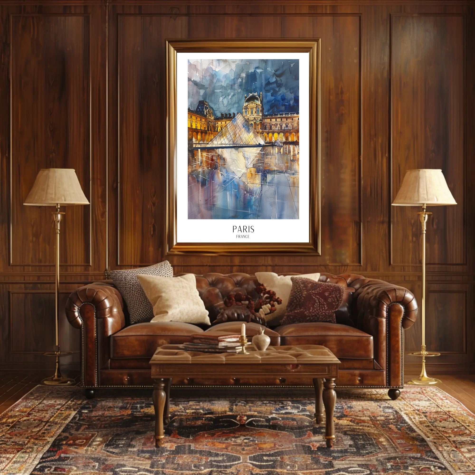 Louvre Pyramid at Night: Impressionistic Travel Poster PosterGoat