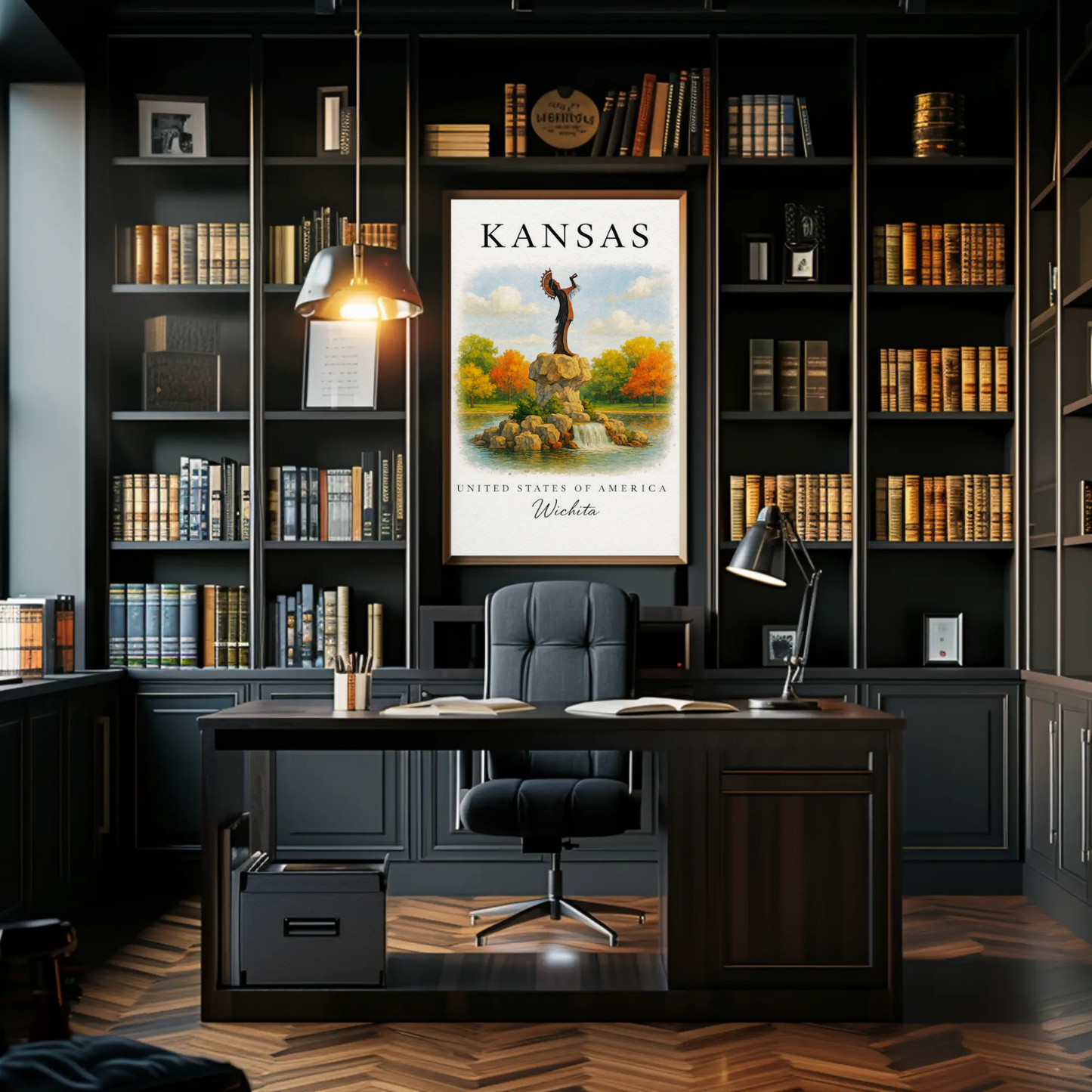 Wichita Kansas Keeper Park Autumn Waterfall Poster Poster