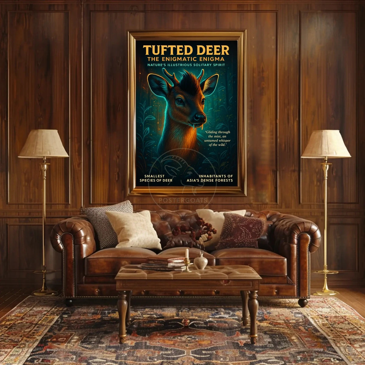 Mystical Tufted Deer in Lush Forests Animal Poster