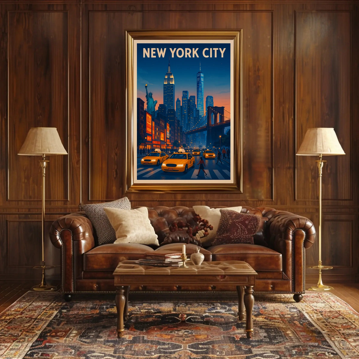 New York City Skyline Twilight Poster Modern Wall Art