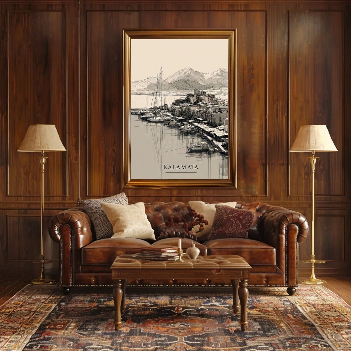 Kalamata Harbor Sketch Poster