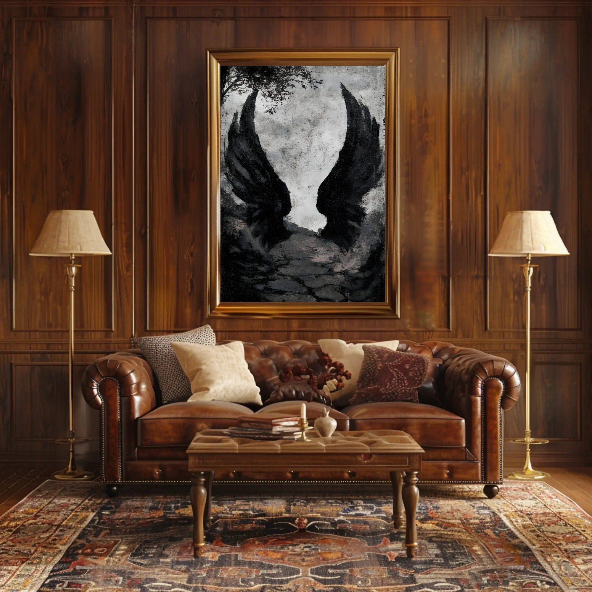 Dark Fantasy Wings Mysterious Scene Poster Fantasy or Mythology Poster PosterGoat