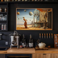 Surreal Desertscape with Futuristic Figure: Artistic Poster