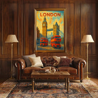 London Landmarks And Red Buses Poster