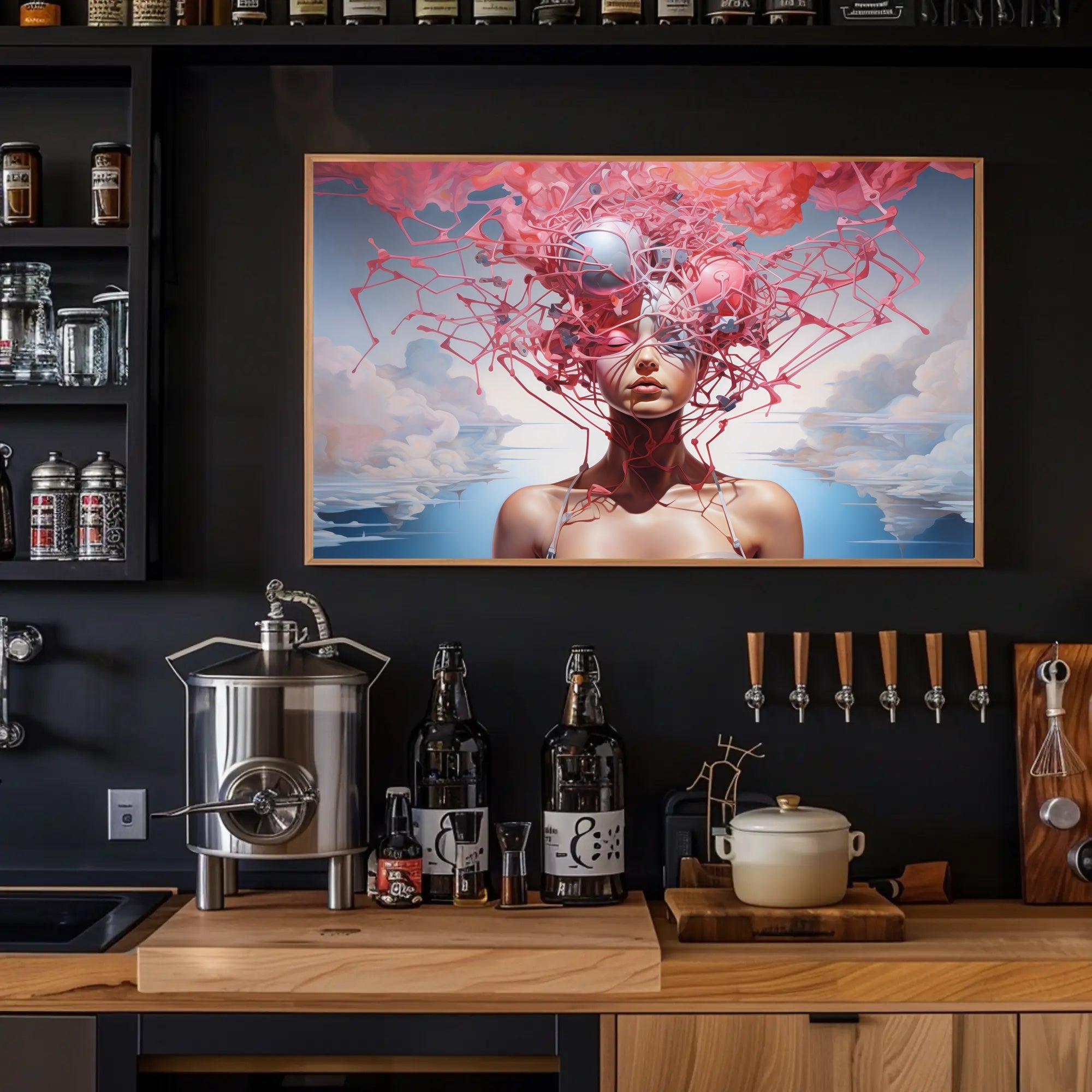 Surreal Dreamscape with Organic Elements Artistic Poster