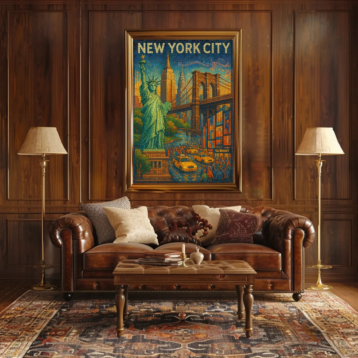 New York City Mosaic Poster Vibrant Urban Art Lovers