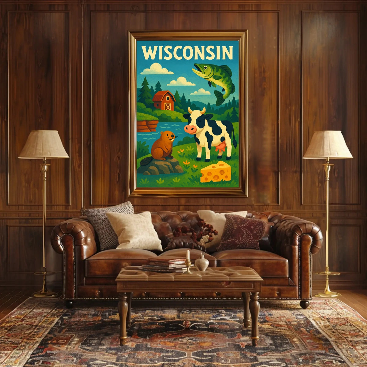 Classic Wisconsin Wildlife Agriculture Poster