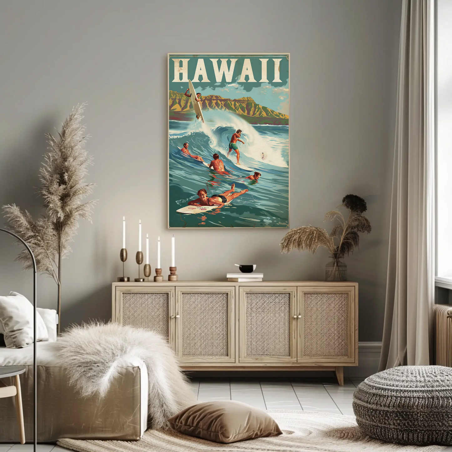 Vintage Poster Hawaii Surfing