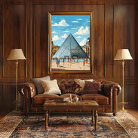 Louvre Pyramid Paris Art Poster: Modern & Vibrant
