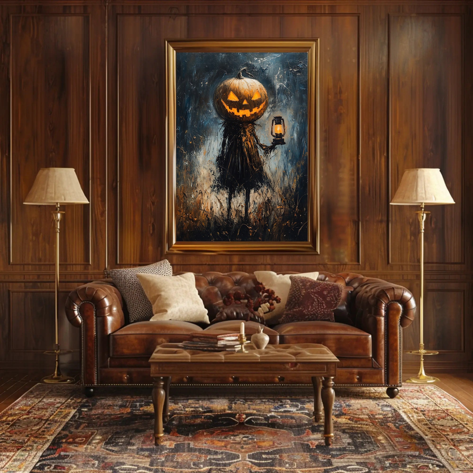 Spooky Scarecrow Halloween Night Artistic Poster