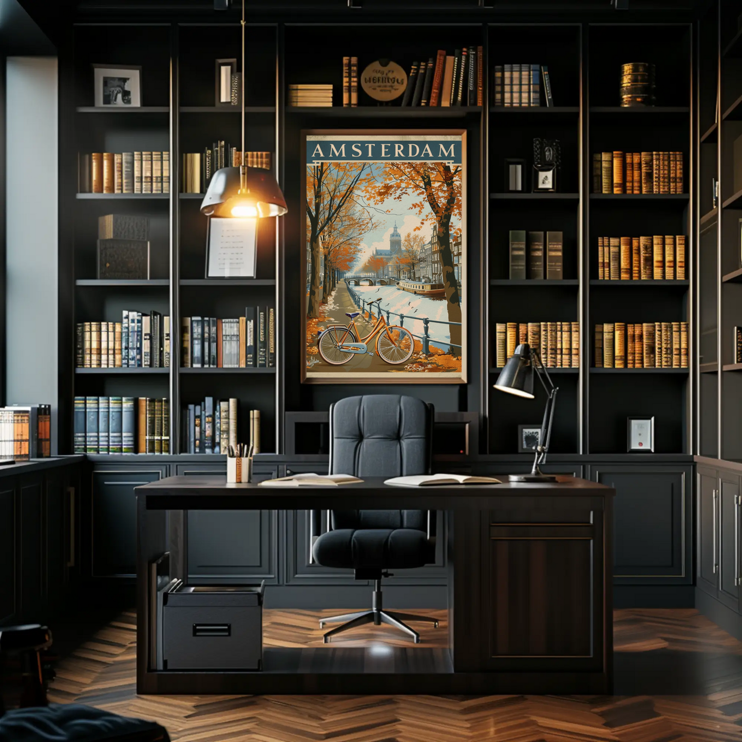 Amsterdam Autumn Canal Ride Travel Poster