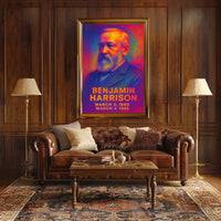 Benjamin Harrison 23rd President of the United States Neon Gradient Overlay Poster