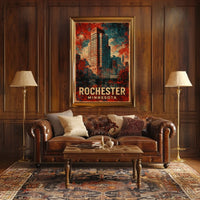 Rochester Cityscape Vintage Art Poster