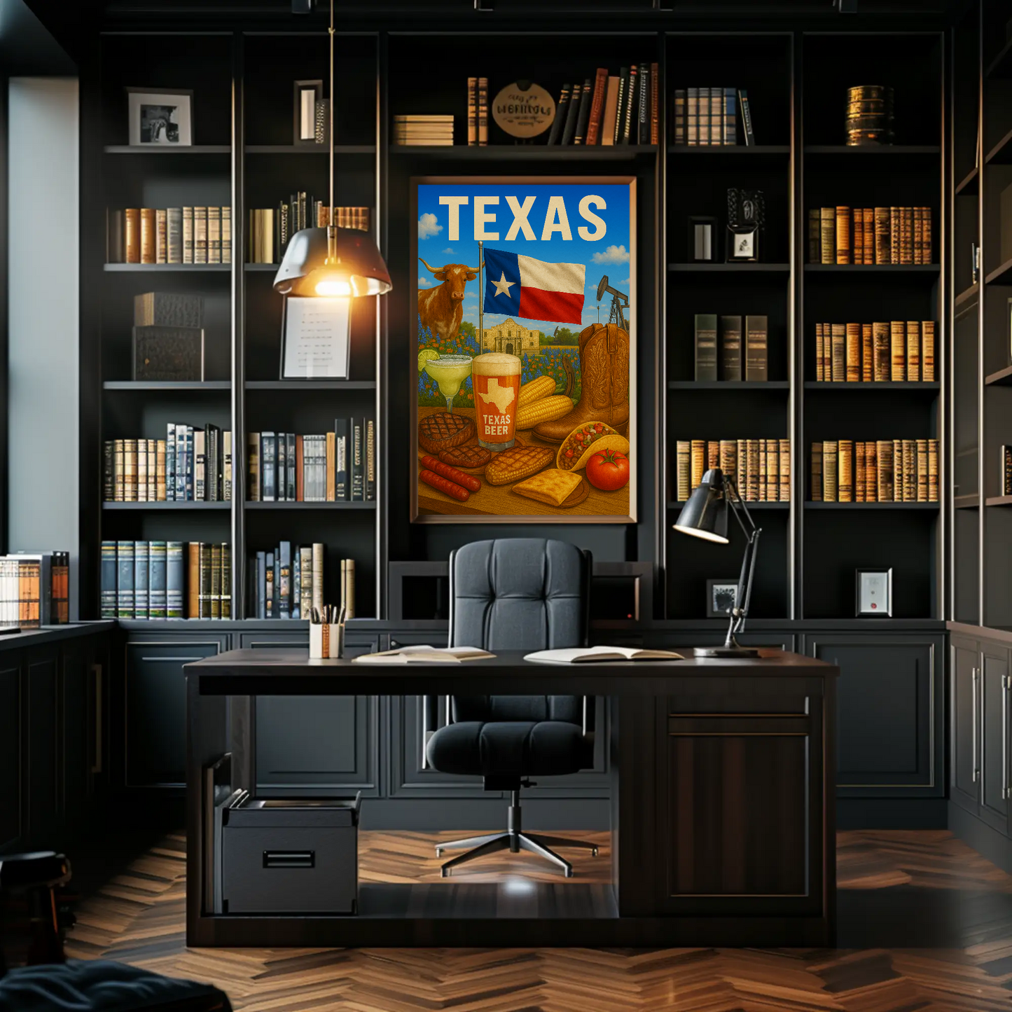 Texas Icons Food Flag Boots Beer Travel Poster