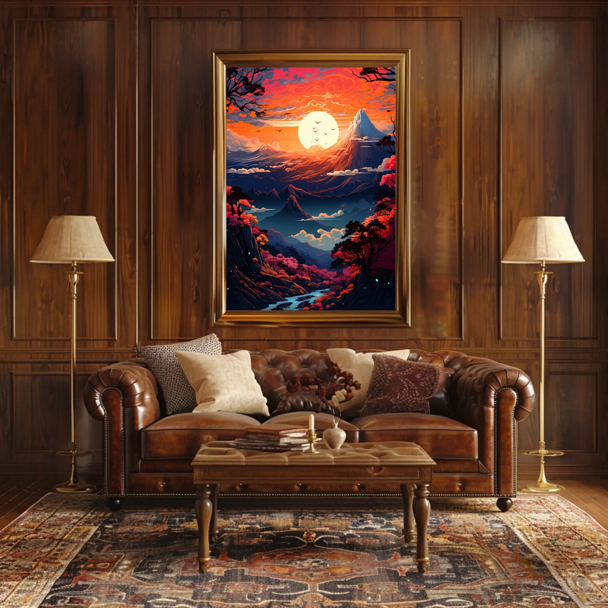 Enchanted Sunset Over Mountains Poster