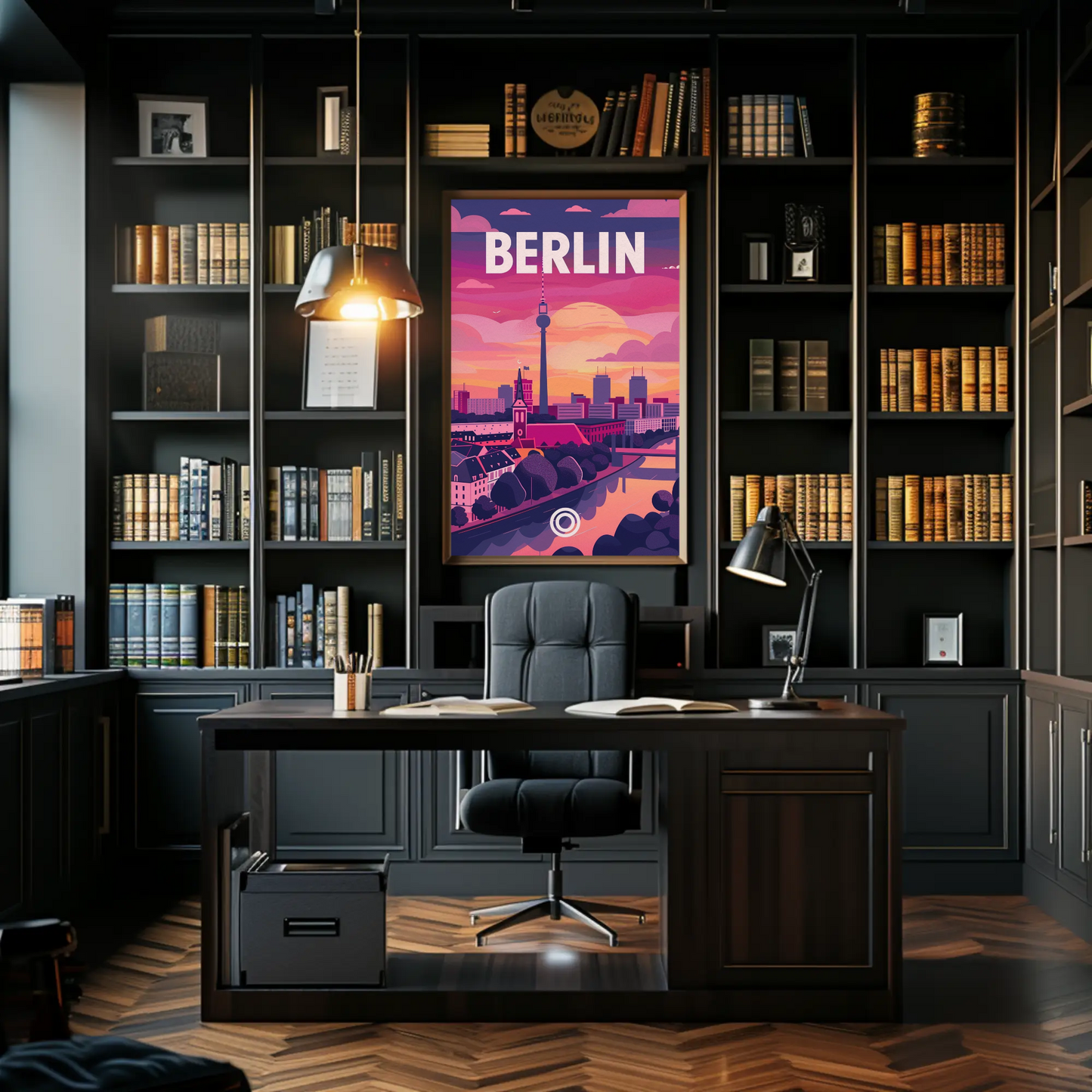 Berlin Skyline Tower Sunset Modern Urban Travel Poster