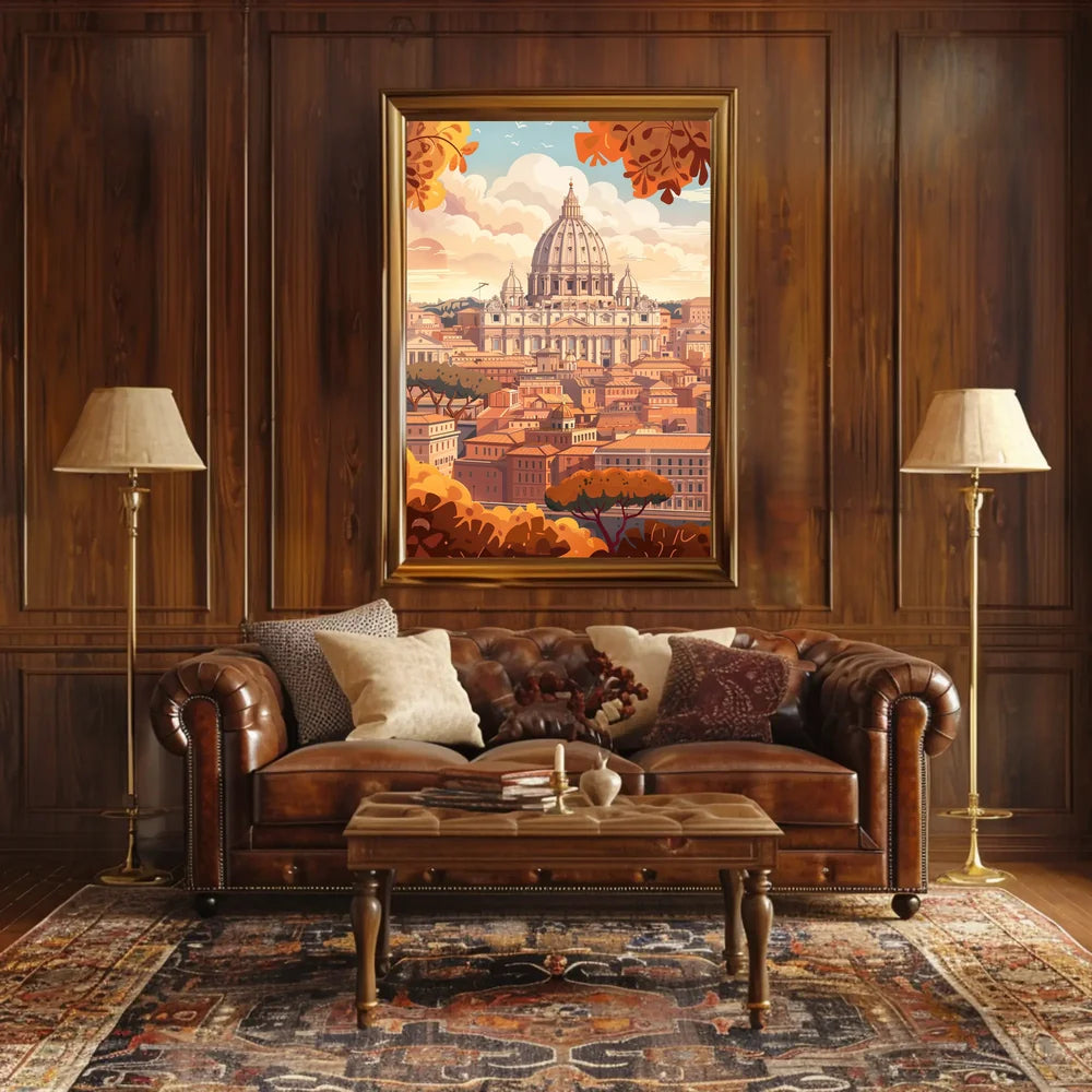 Rome's Iconic Autumn Cityscape Art Poster