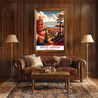 Bryce Canyon Illustrated Print: Stunning National Park Poster