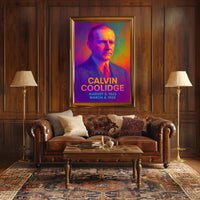 Calvin Coolidge 30th President of the United States Neon Gradient Overlay Poster