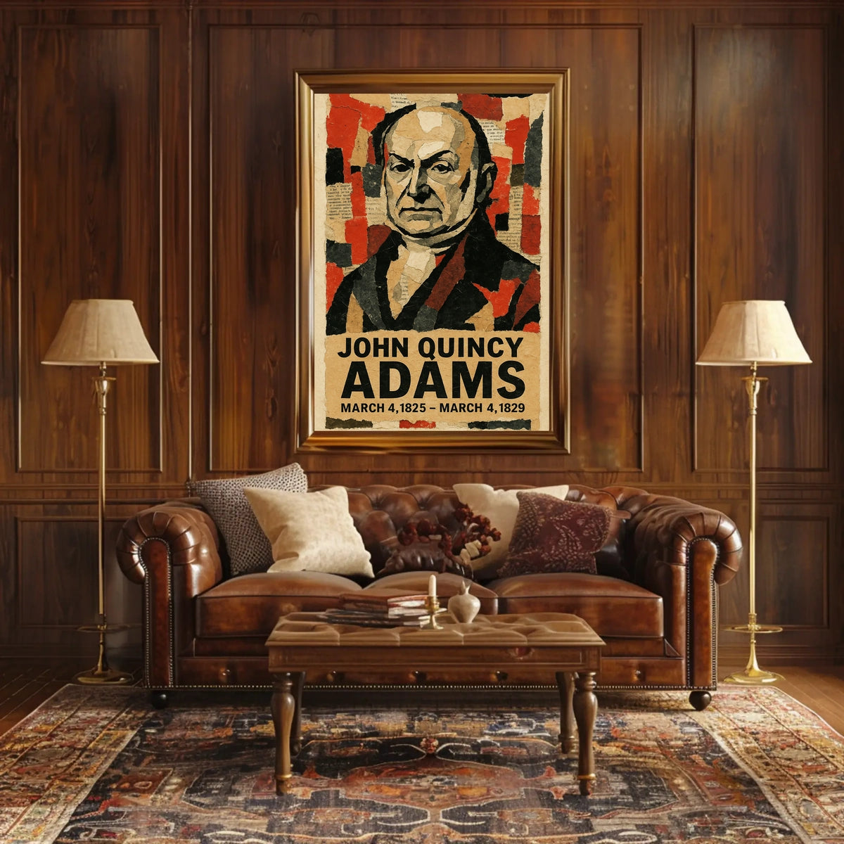 John Quincy Adams 6th President of the United States Layered paper Collage Poster