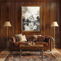 Taj Mahal Grayscale Serenity Travel Poster