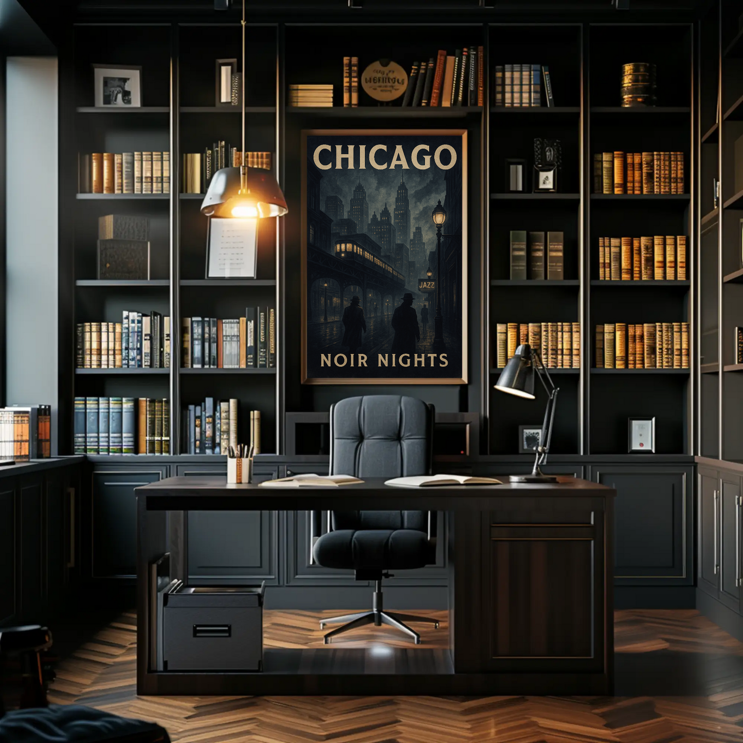 Chicago Noir Nights Jazz Travel Poster