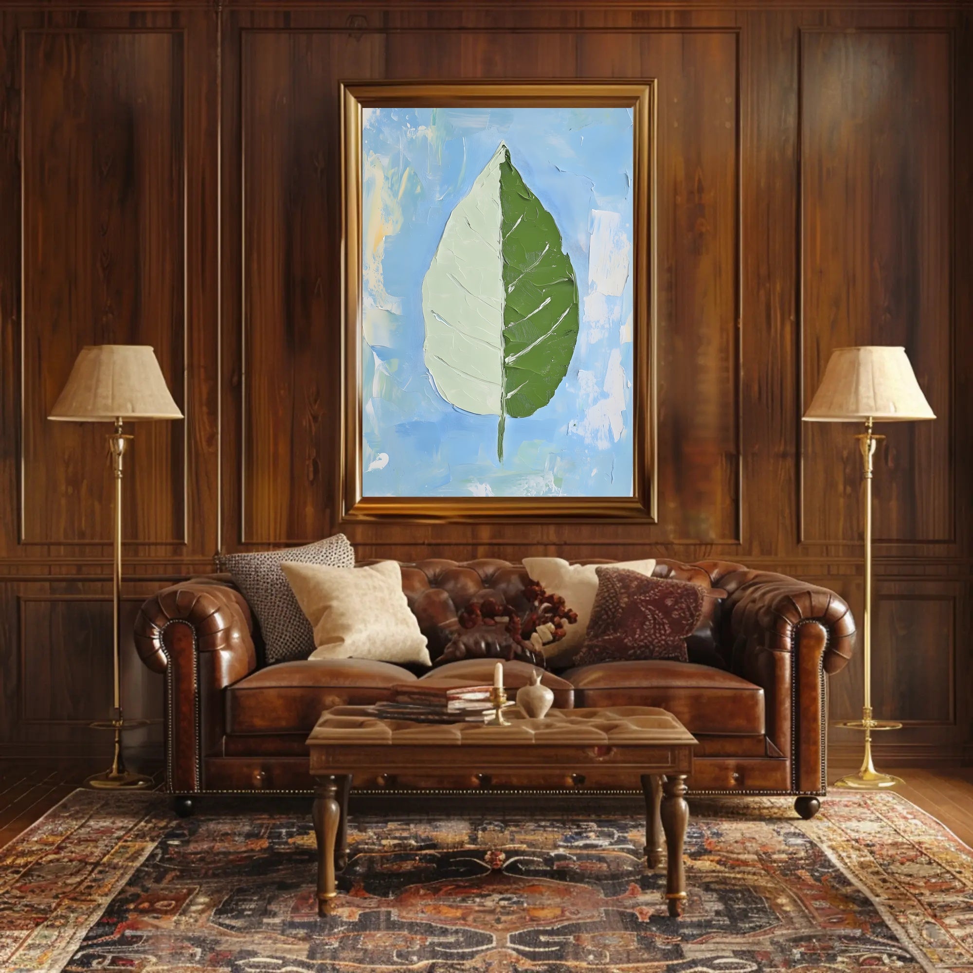Dual Nature Leaf Modern Abstract Poster Print