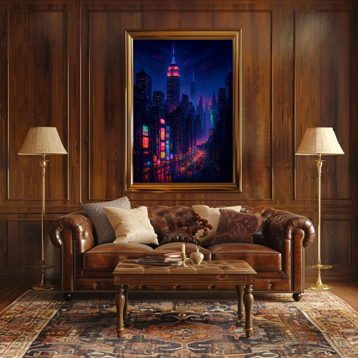 New York City Neon Cityscape Poster Modern Wall Art