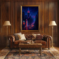 New York City Neon Cityscape Poster Modern Wall Art