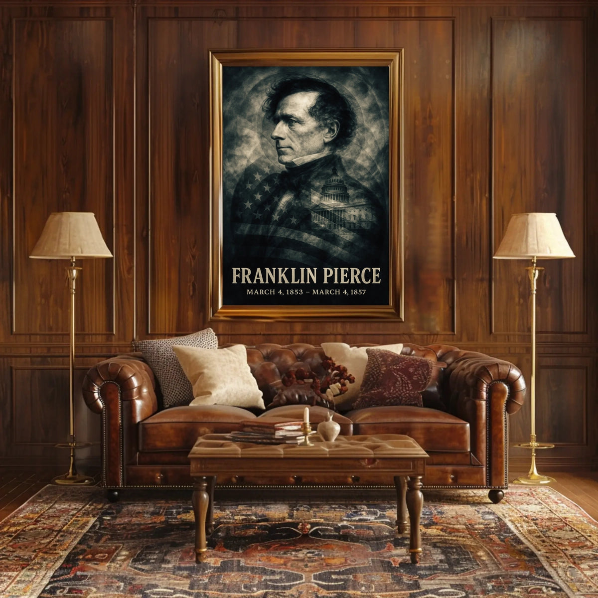 Franklin Pierce 14th President of the United States Double Exposure Poster