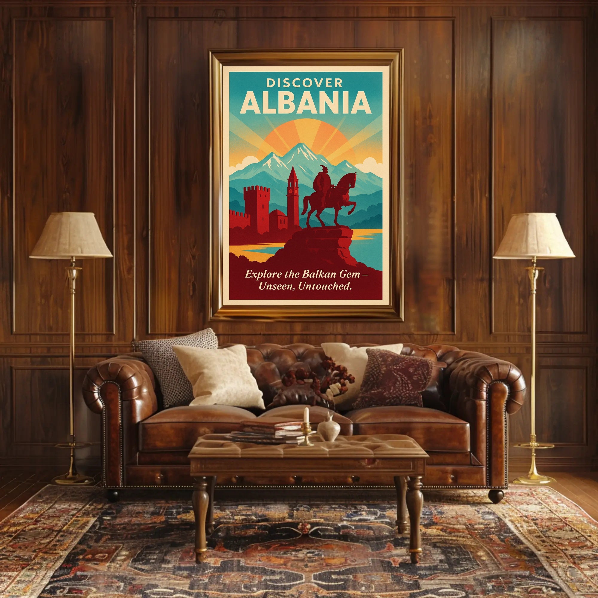 Albanian Alps Adventure Vintage Travel Poster