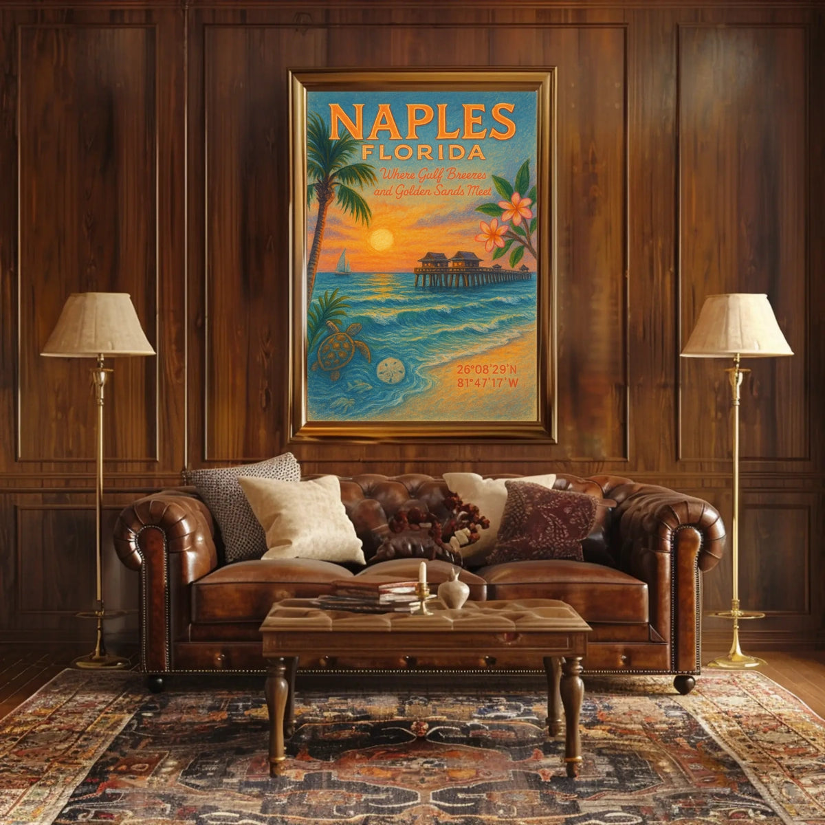 Naples, Florida Where Gulf Breezes and Golden Sands Meet Poster