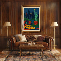 New York City Liberty Skyline Poster Abstract Wall Art