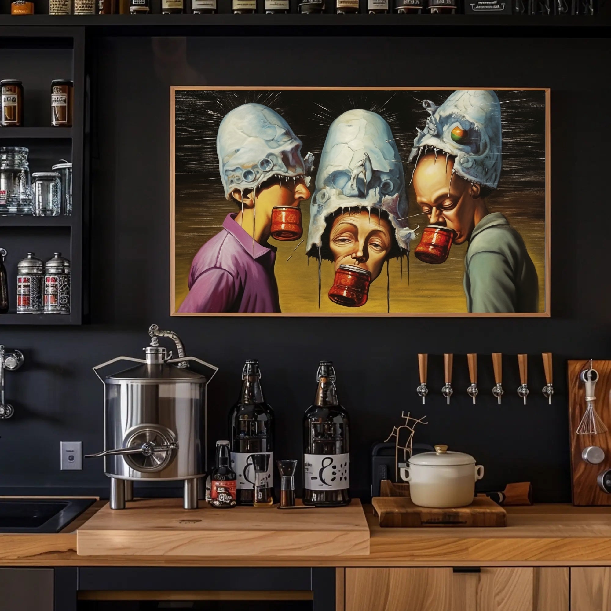 Skull-Helmets Surreal Fantasy Scene Art Poster