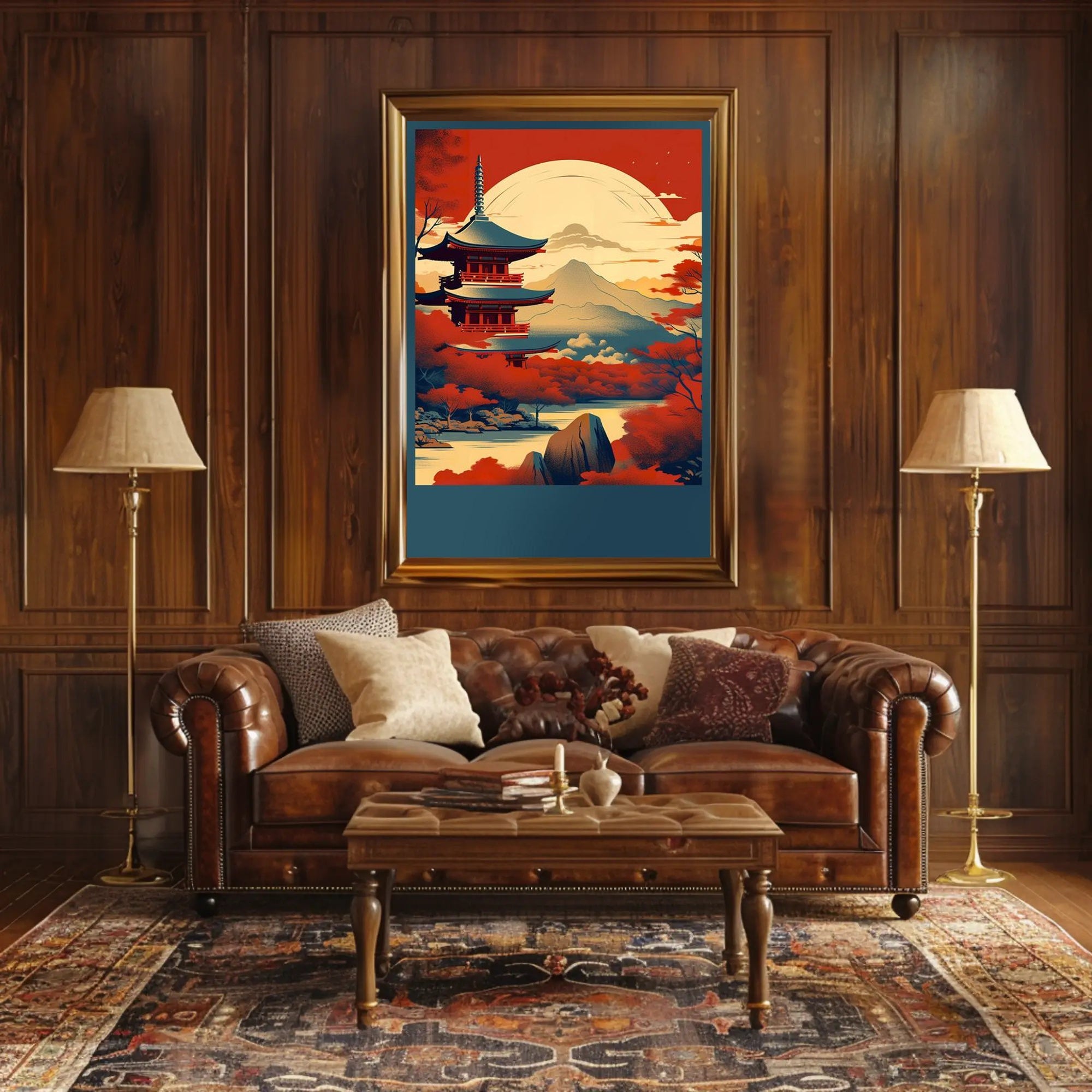 Tranquil Autumn Landscape Pagoda Poster