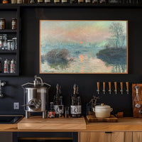 Serene European River Scene at Sunset Artistic Poster