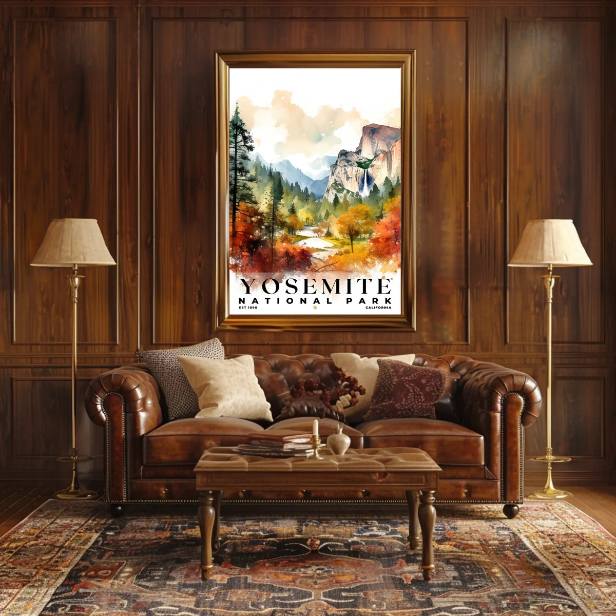 Yosemite Watercolor Wall Art Poster