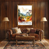 Yosemite Watercolor Wall Art Poster